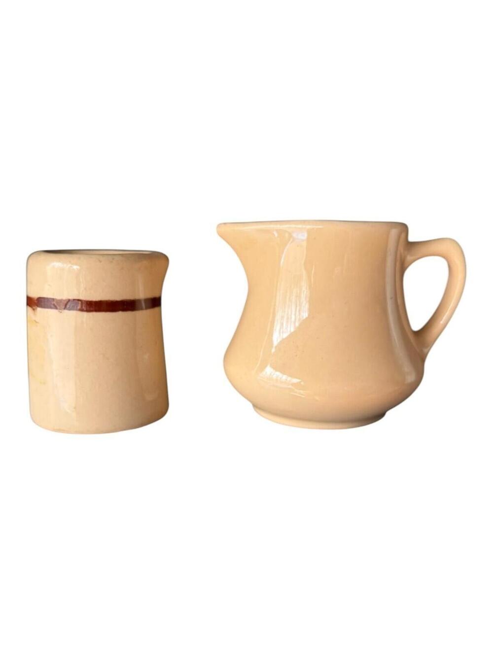 Vintage Homer Laughlin Restaurant Ware Creamer Pitcher Set Tan Beige